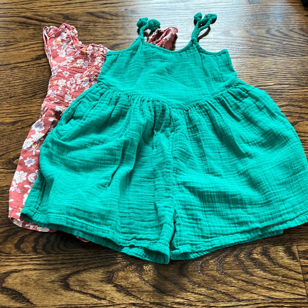 Girls Floral Romper in Coral
